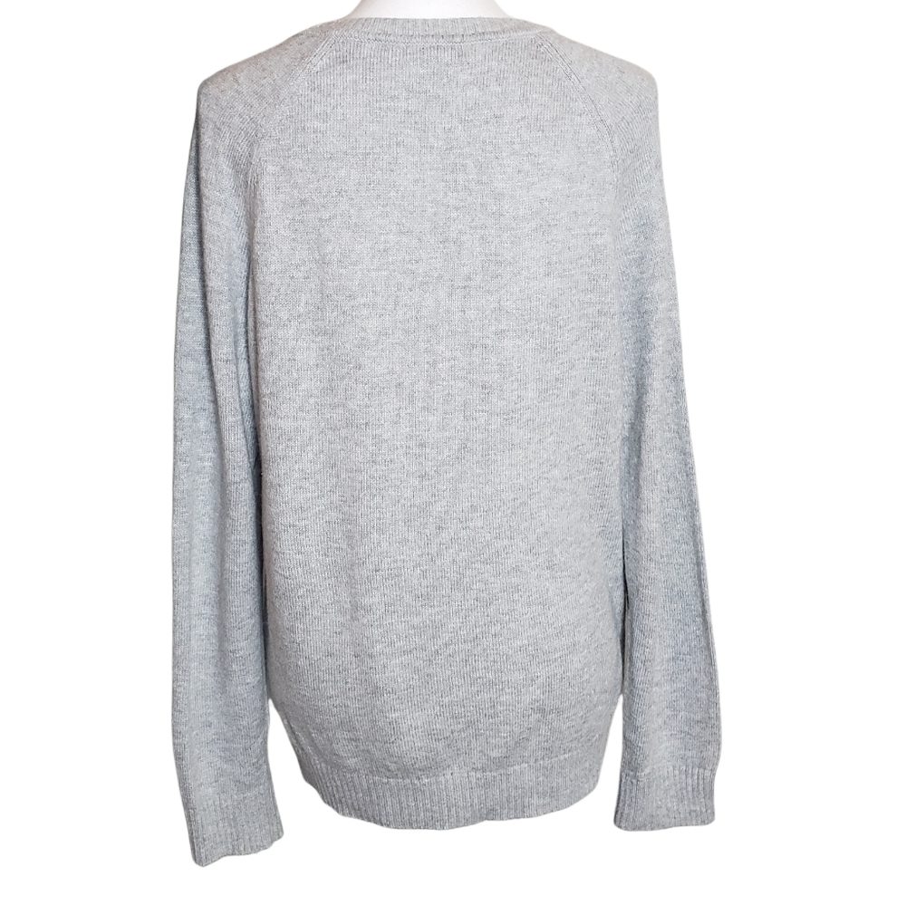 Tommy Hilfiger Light Gray Wool Blend Sweater Size Large Raglan Sleeve Semi-Sheer - Picture 3 of 12